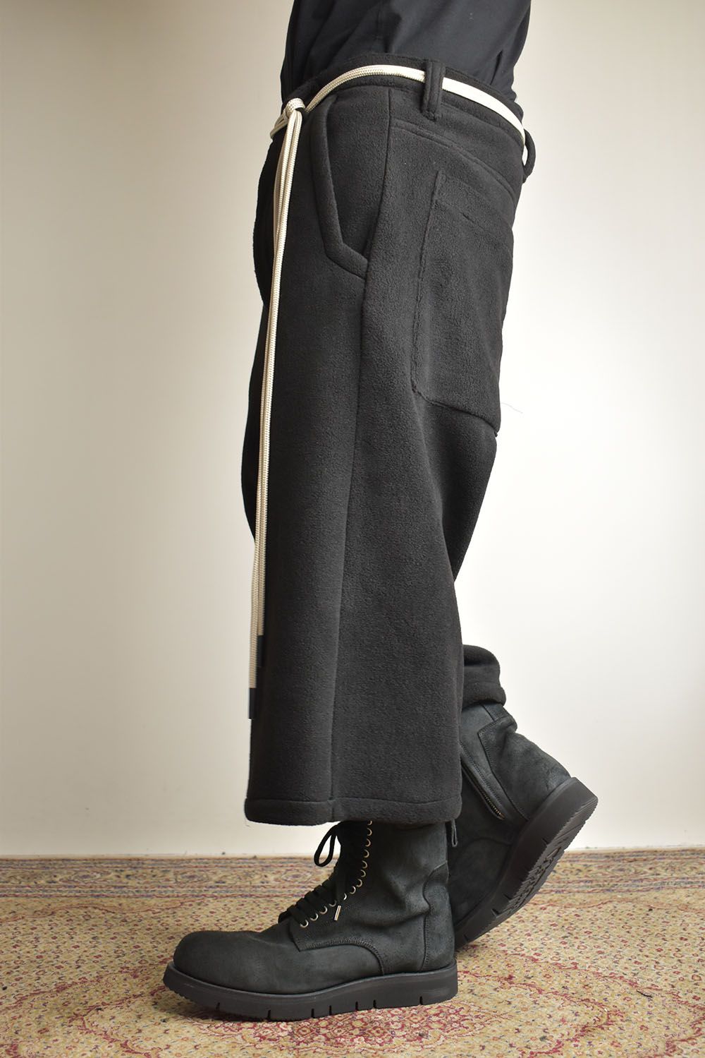 Fleece Over Cropped Pants"Black"/フリースオーバークロップドパンツ"ブラック"