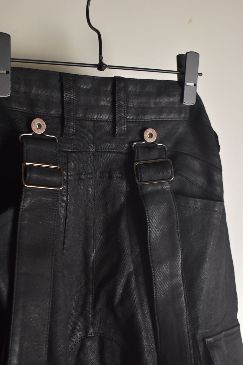 Product Coated Suspenders Cargo Jog Pants "Black" / 製品コーティングサスペンダーベルトカーゴジョグパンツ"ブラック"