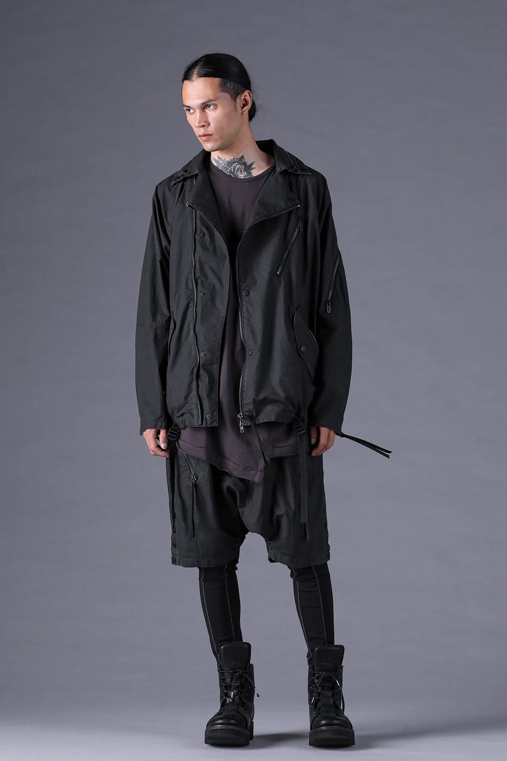 《2027SS先行予約分》Pigment-Coated Harem Shorts"Black" / 顔料コーティングサルエルショートパンツ"ブラック"