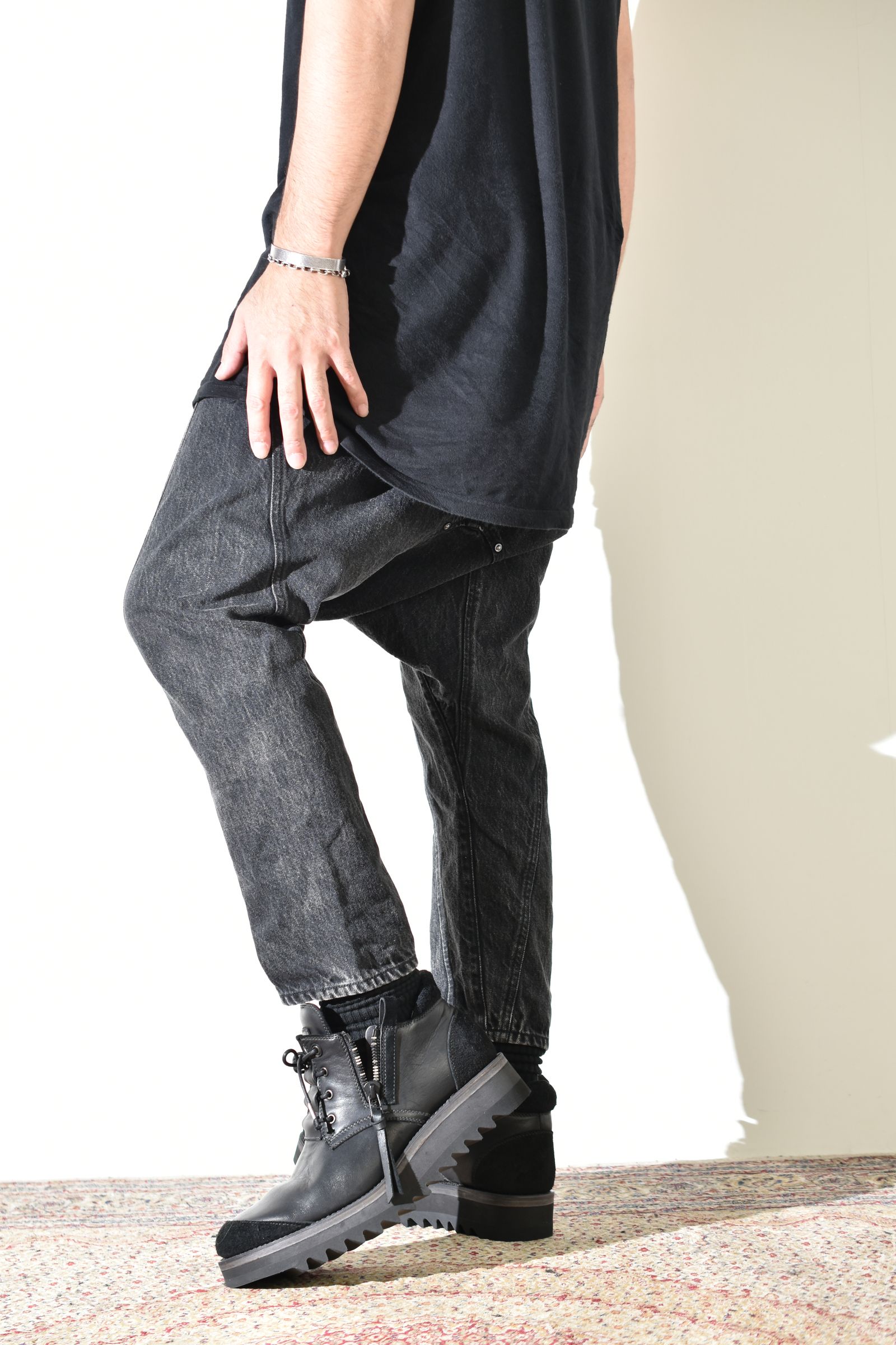 Sarrouel Denim Pants "Mist Bleach Black" / サルエルデニムパンツ "ミストブリーチブラック"