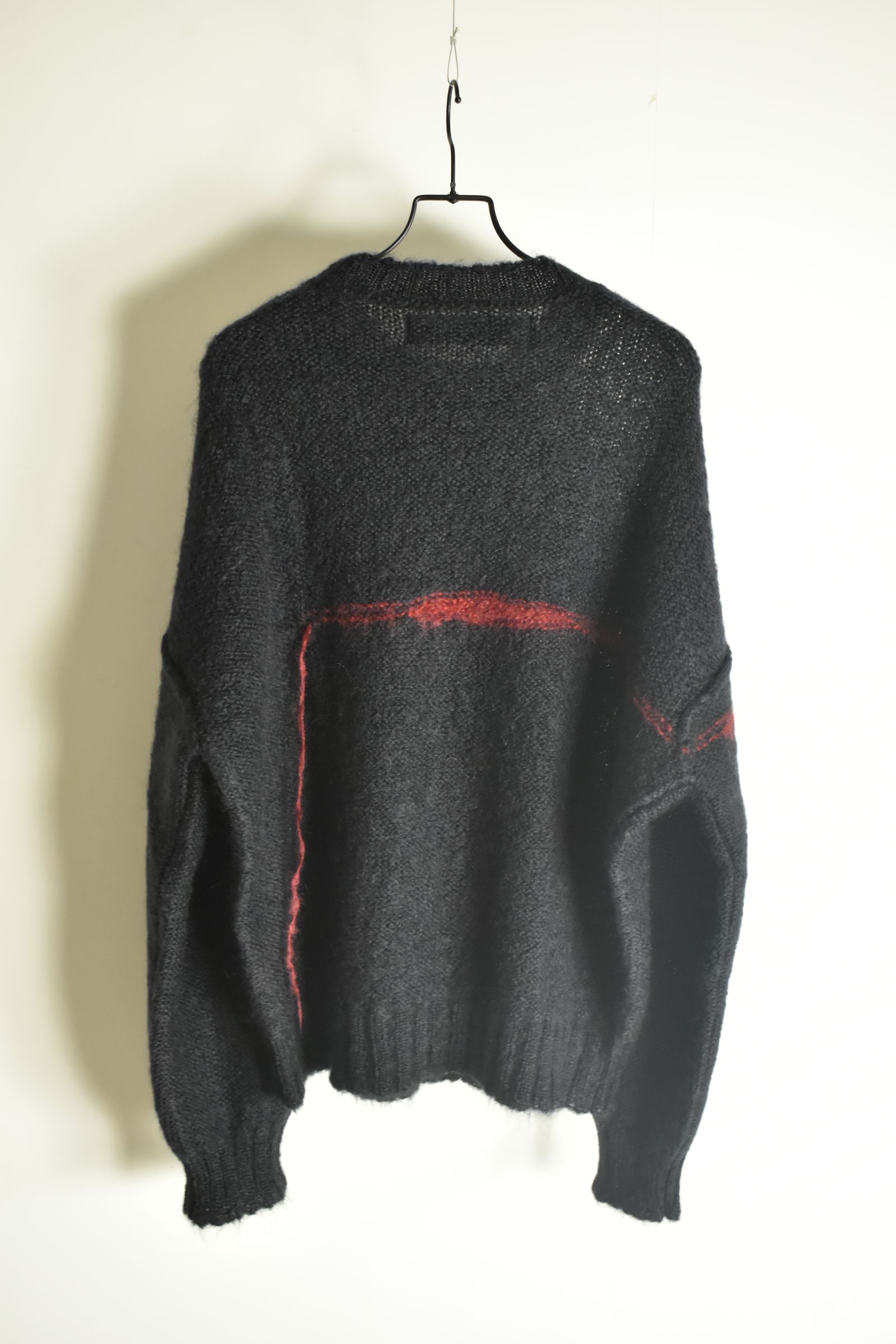 Mohair Knit Pullover "Black-Red" / モヘアニットプルオーバー"ブラックレッド"