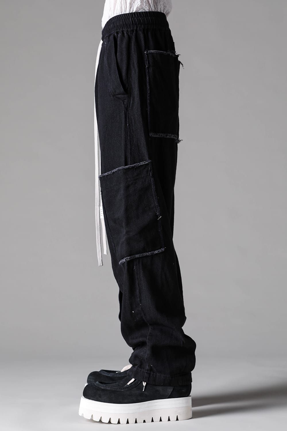《2027SS先行予約》Loose Denim Wide Cargo Pants"Black" / ルーズデニムワイドカーゴパンツ"ブラック"