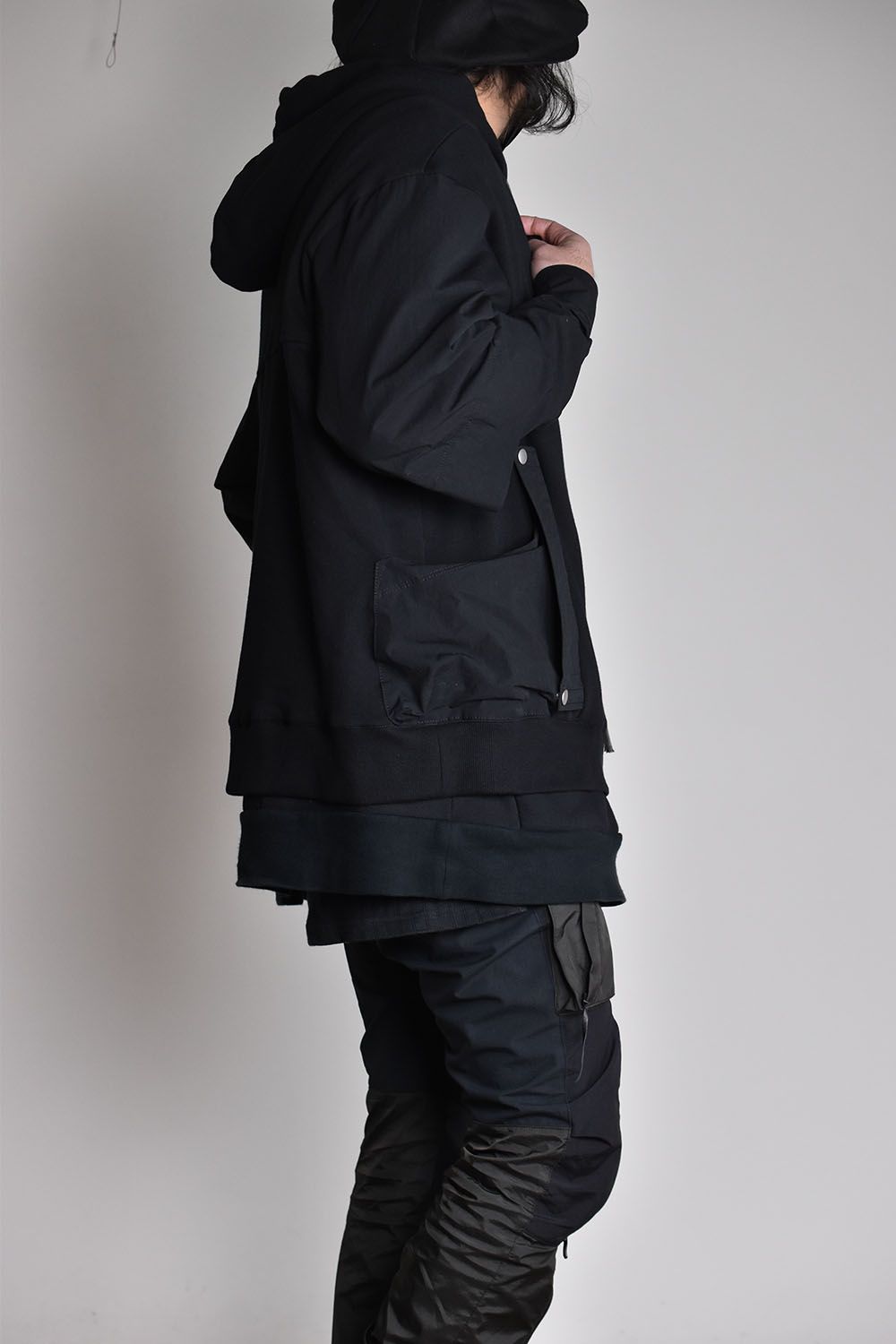 Combi Layered Zip Hoodie"Black"/コンビレイヤードジップフーディ"ブラック"