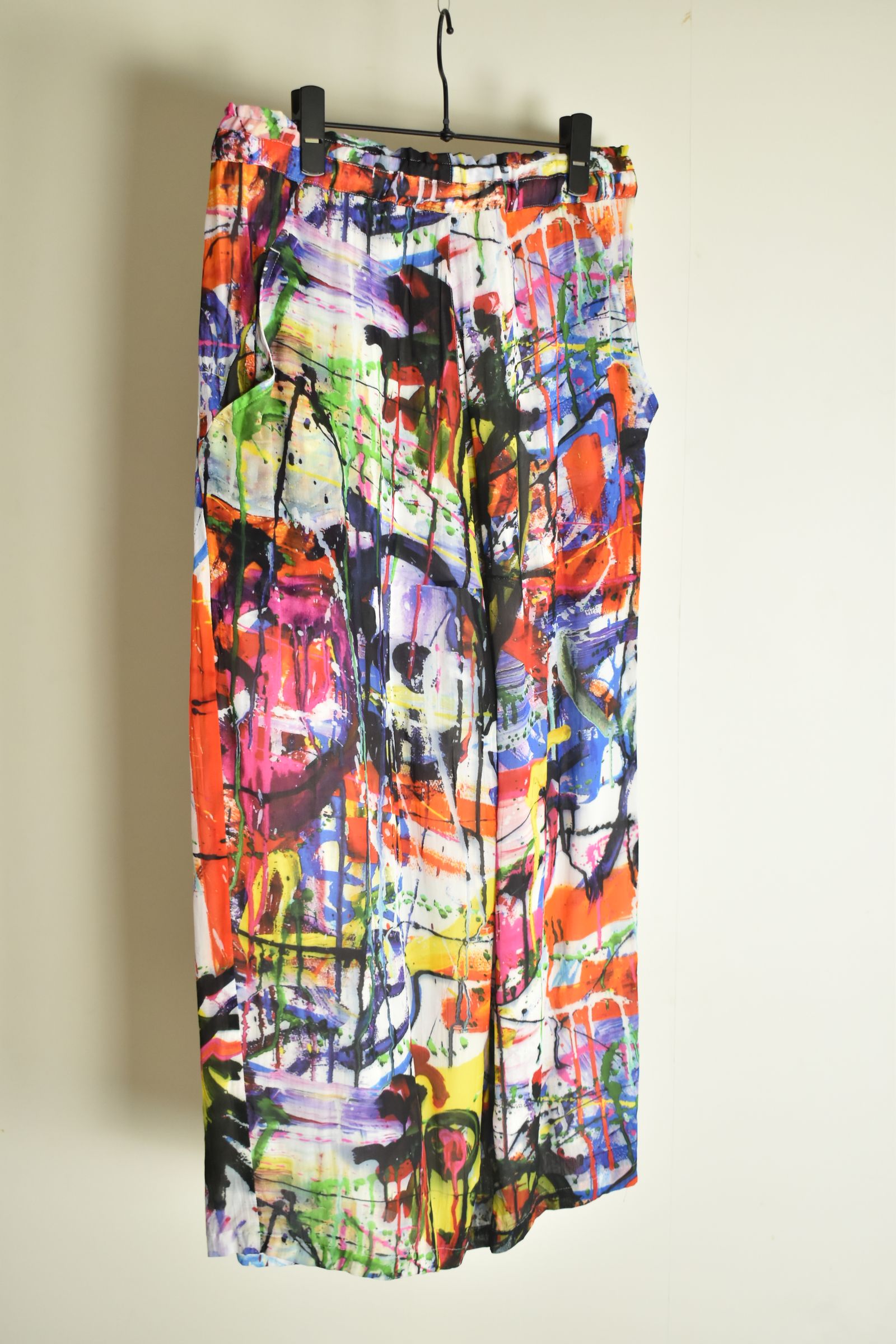 Rayon Chiffon Inkjet Print Wide Cropped Easy Pants"Color Print" / レーヨンシフォンインクジェットプリントワイドクロップドイージーパンツ"カラープリント"