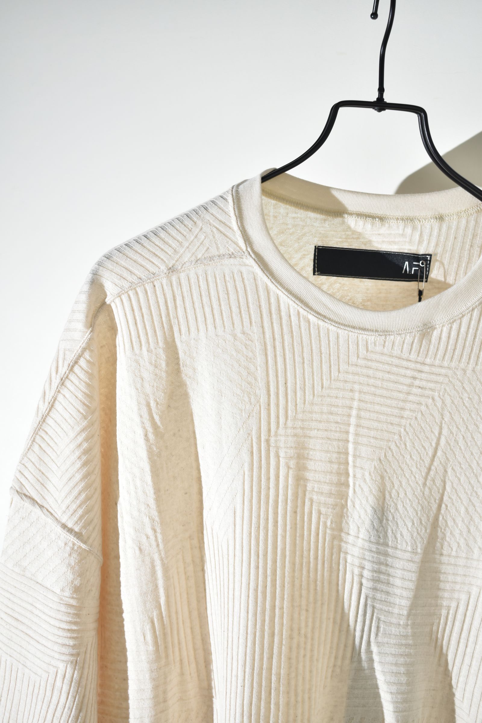 Deformed Stripe Pattern Jumbo Tee "Cream" /ディフォルメドストライプパターンジャンボTee"クリーム"