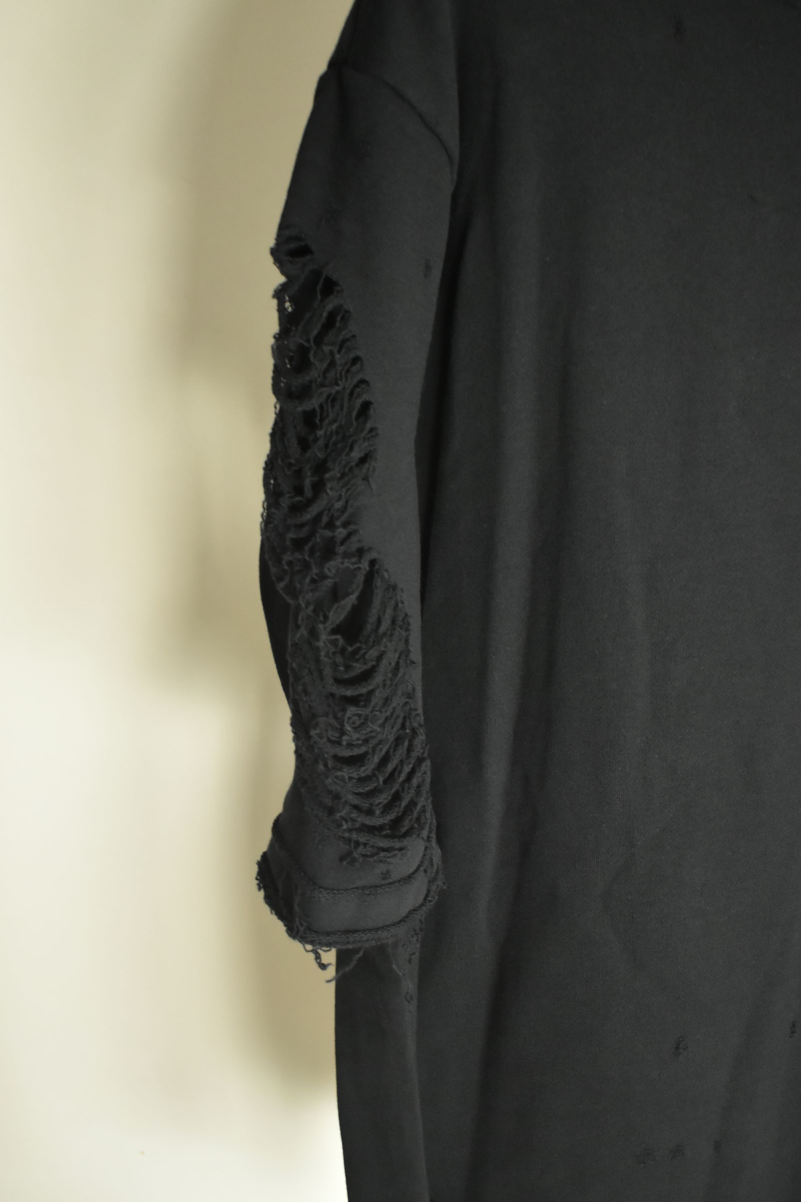 Sweat Shotgun Damage Layered Tee"Black" / 裏毛ショットガンダメージレイヤードTee"ブラック"