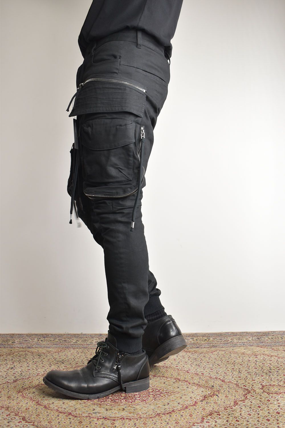 Stretch Denim Multi Pocket Cargo Jog Pants"Black" / ストレッチデニムマルチポケットカーゴジョグパンツ"ブラック"