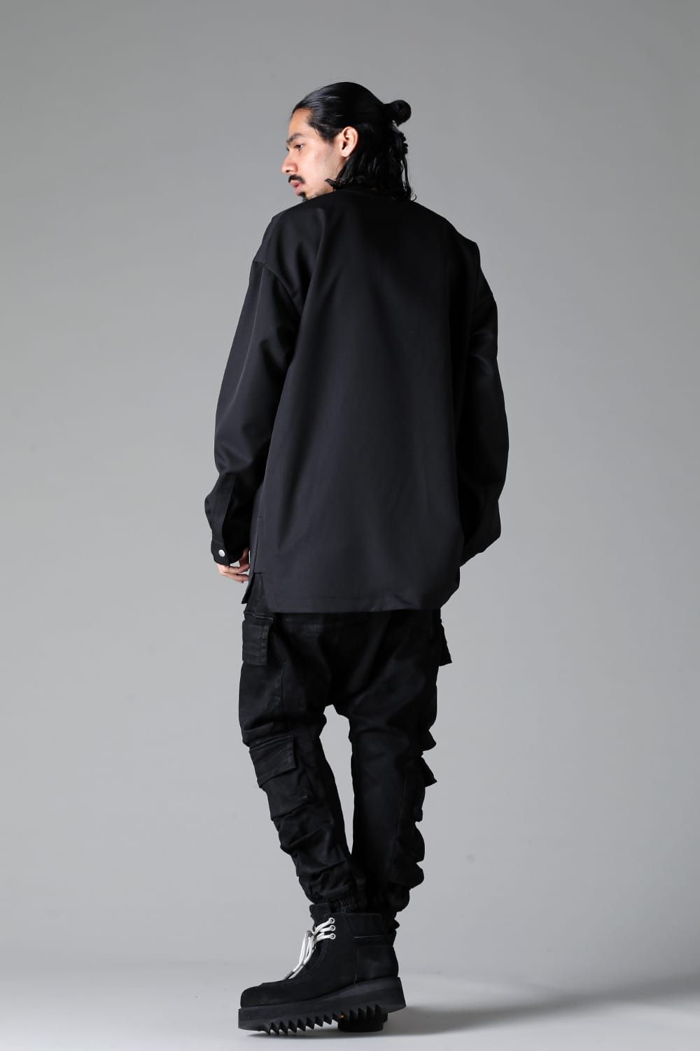 《2025AW先行予約》Coated Bonding Sarouel Cargo Jogger Denim"Black" / コーティングボンディングサルエルカーゴジョガーデニム"ブラック"