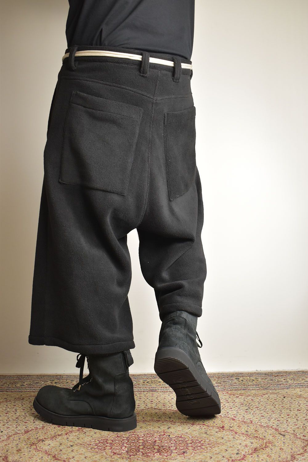 Fleece Over Cropped Pants"Black"/フリースオーバークロップドパンツ"ブラック"