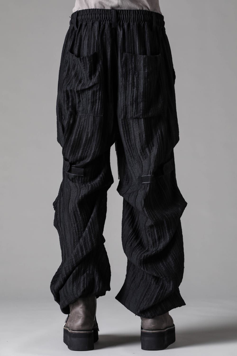 《2027SS先行予約》Ripple Sheer Tuck Wide Pants "Black" / リップルシアータックワイドパンツ"ブラック"