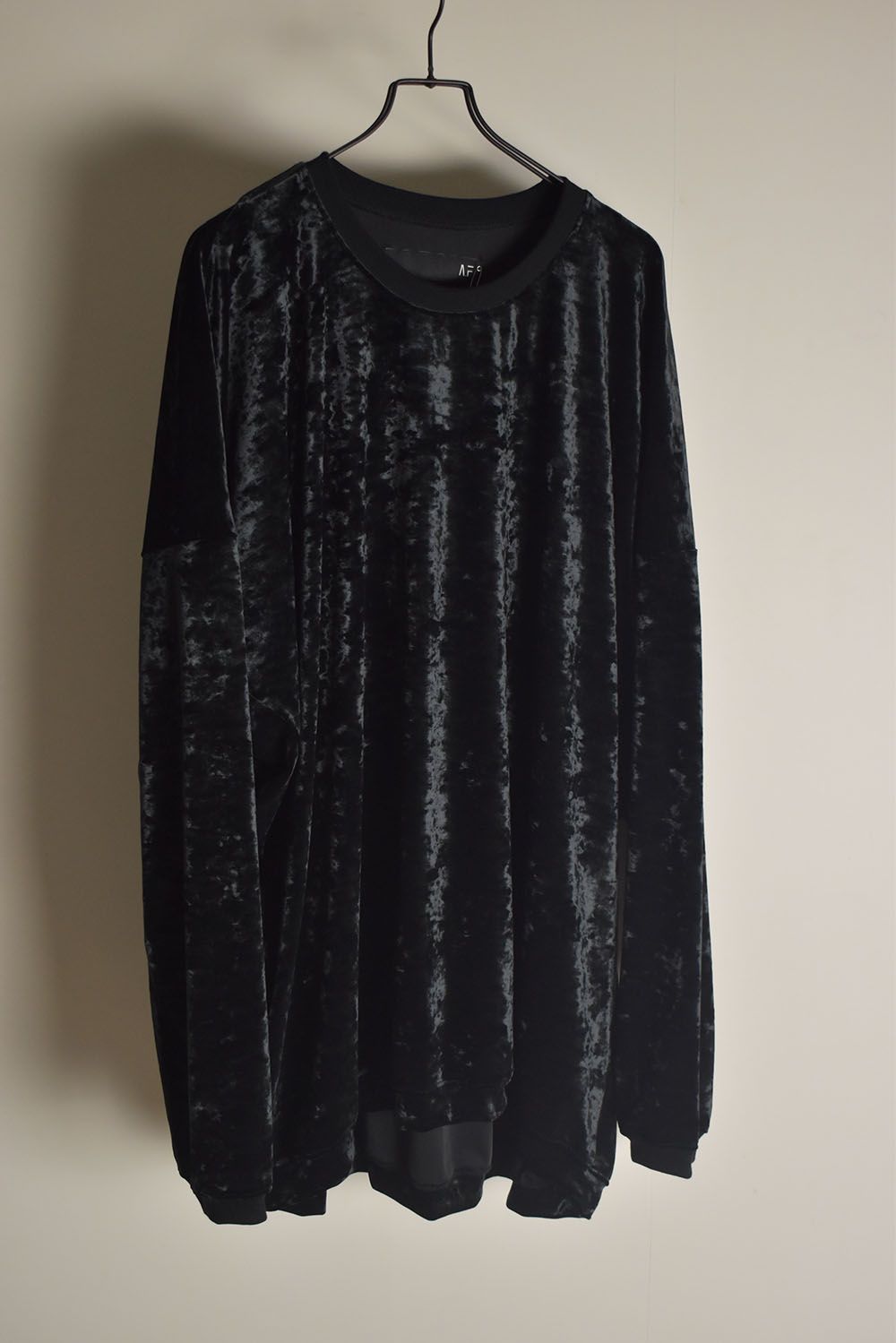 Washer Velor Jumbo Crew Neck Top"Black" / ワッシャーベロアジャンボクルーネックトップ"ブラック"