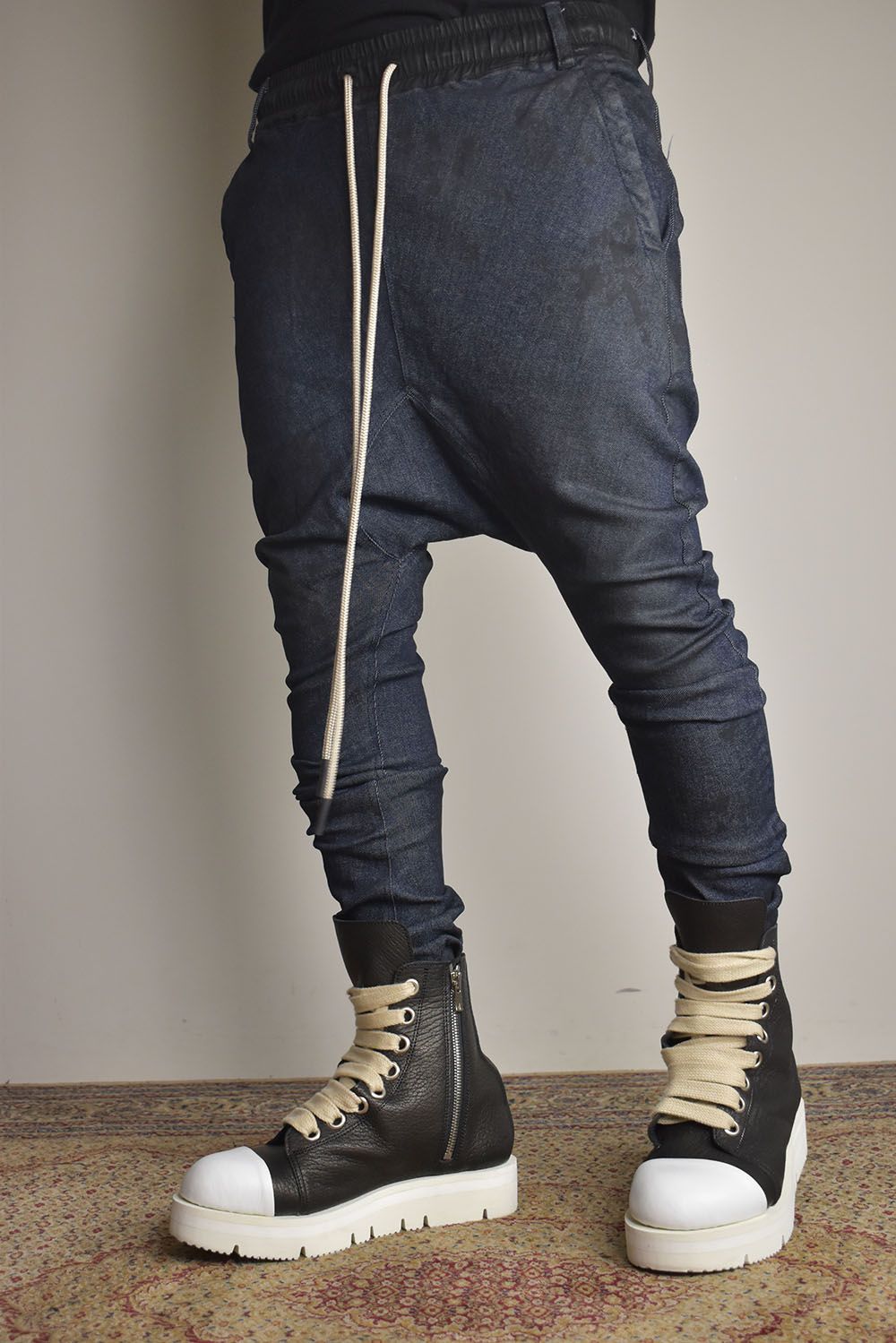 Coated Stretch denim Sarouel skinny"Blue" / コーティングストレッチデニムサルエルスキニー"ブルー"