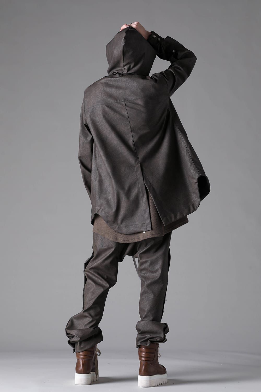 《2026AW先行予約》Vegan Leather Hoodie Blouson"Khaki" / ヴィーガンレザーフーディブルゾン"カーキ"