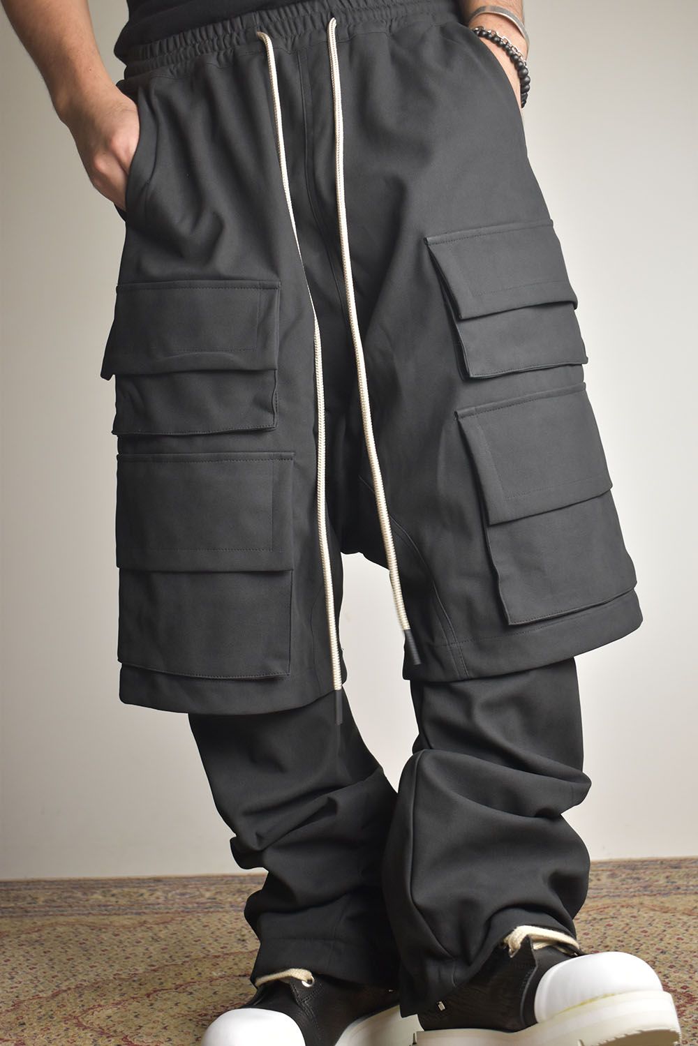 Synthetic Leather Suede Layerd Boots Cut "Black " / シンセティックレザースウェードレイヤードブーツカット "ブラック"