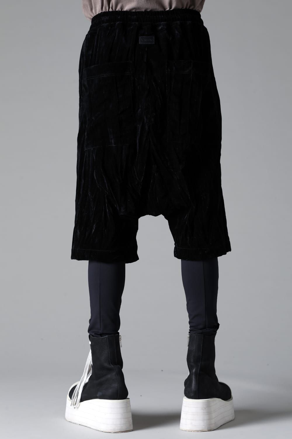 《2025AW先行予約》Washer Velour Sarouel Shorts"Black" / ワッシャーベロアサルエルショーツ"ブラック"