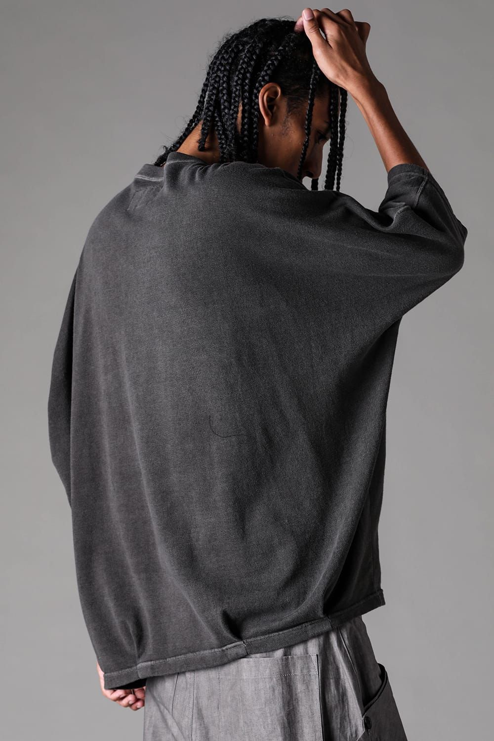 《2027SS先行予約》Sumi Dyed Lightweight French Terry Dolman Jumbo Tee"D.Grey" / 墨染ミニ裏毛ドルマンジャンボTee"ダークグレー"