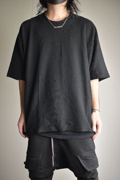 Cotton Damege Jaquard Over Sized Short Sleeve Tee"Black"/コットンダメージジャガードオーバーサイズショートスリーブTee"ブラック"