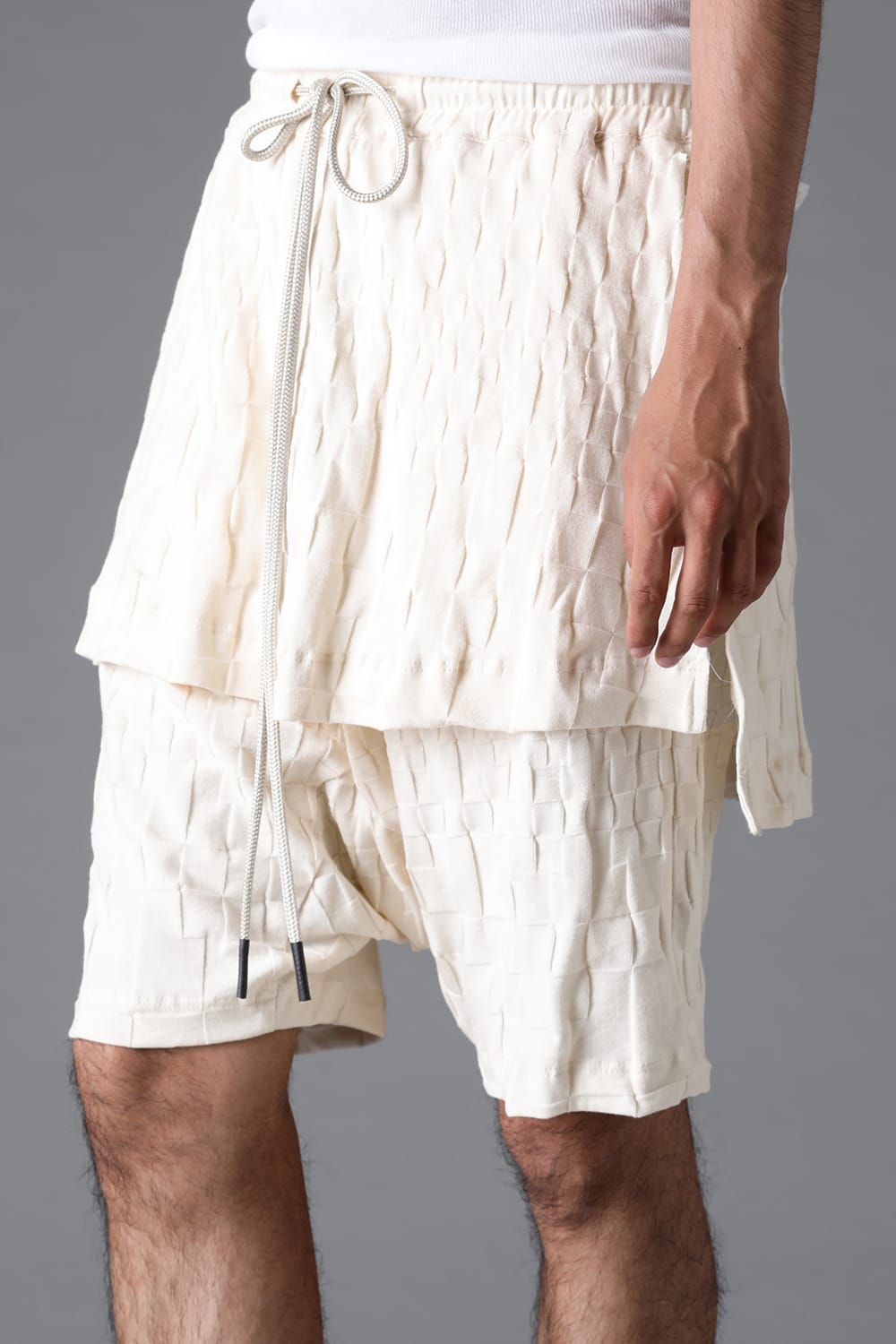 《2026SS先行予約》Gradient Plaid Pattern Layered Shorts"Black / Cream" / グラデーションチェックパターンレイヤードショーツ"ブラック/クリーム"