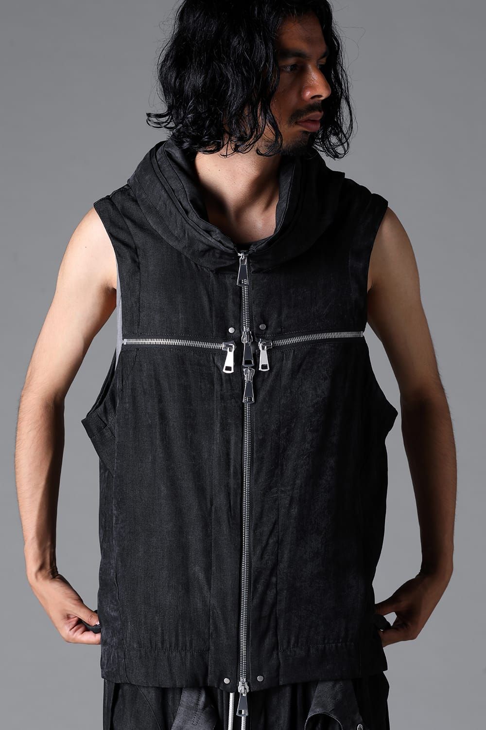 《2026SS先行予約》Zip Vest"Black / Uneven D.Grey / Uneven Grey" / ジップベスト"ブラック/アンイーブンダークグレー/アンイーブングレー"