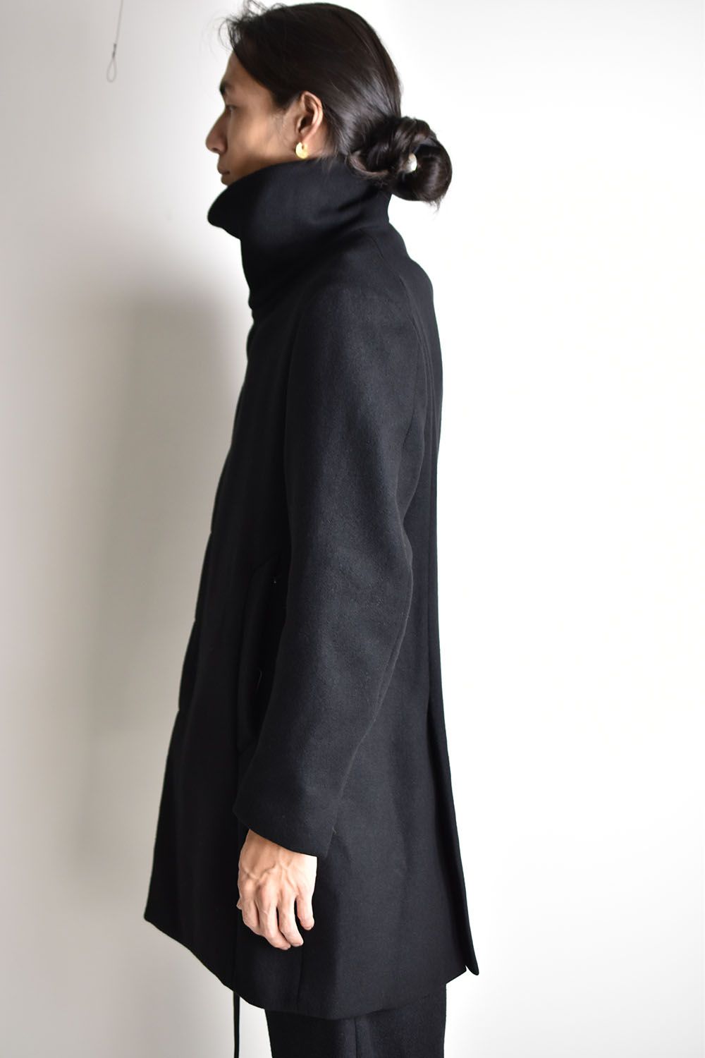 Melton High Neck Coat"Black"/メルトンハイネックコート"ブラック"