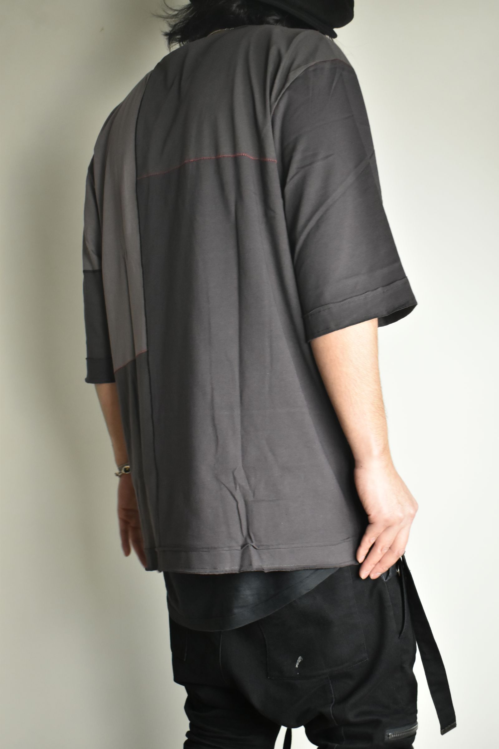 Multi Color Patchwork T-shirt"Charcoal" / マルチカラーパッチワークTシャツ"チャコール"