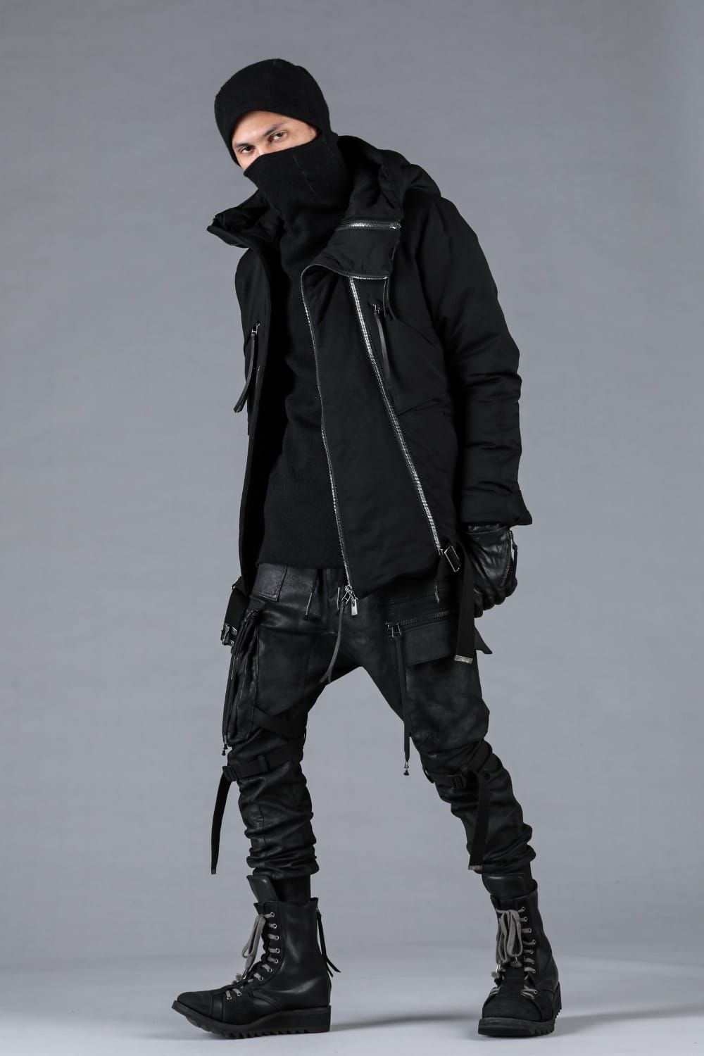 Product-Coated Jersey-Like Denim Cargo Jog Pants"Black" / 製品コーティングジャージーライクデニムカーゴジョグパンツ"ブラック"