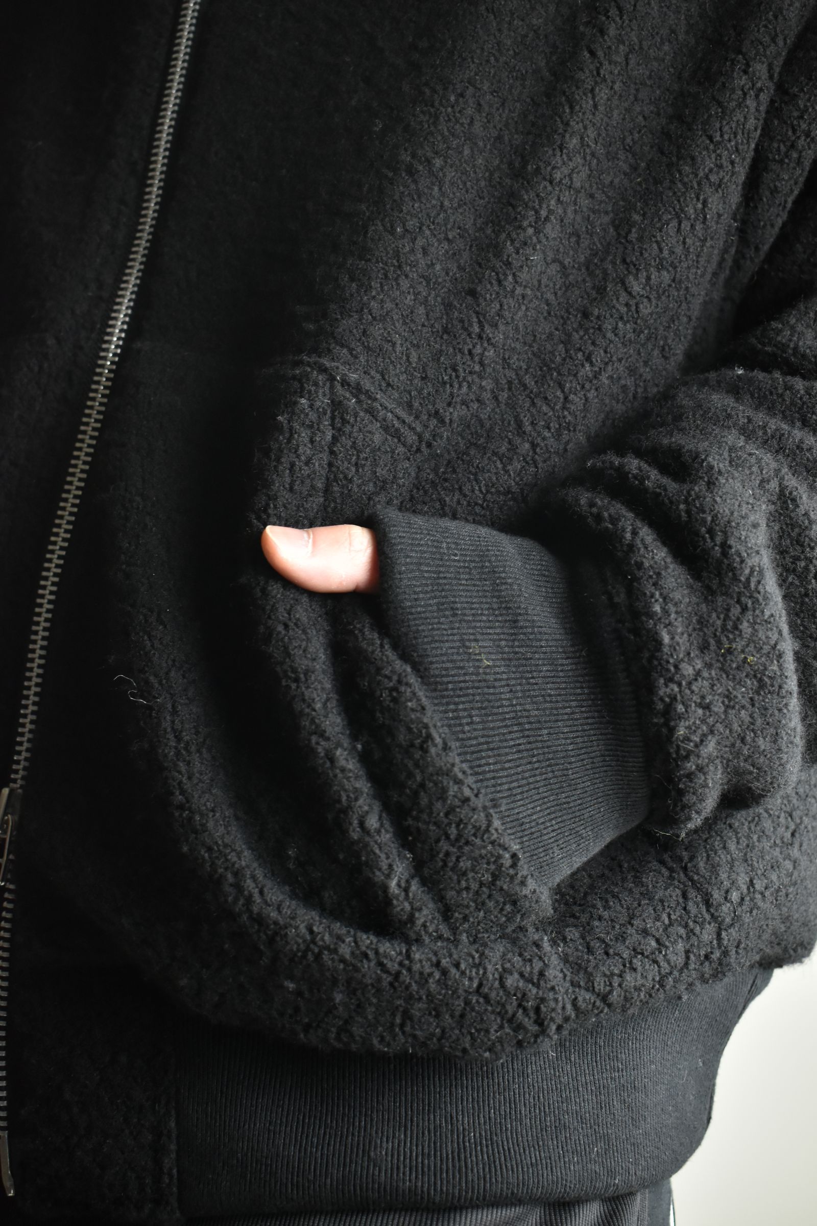 《2026AW先行予約》Sheep Pile Knit Padded Hoodie"Black / Khaki" / シープパイルニットパデッドフーディ"ブラック / カーキ"