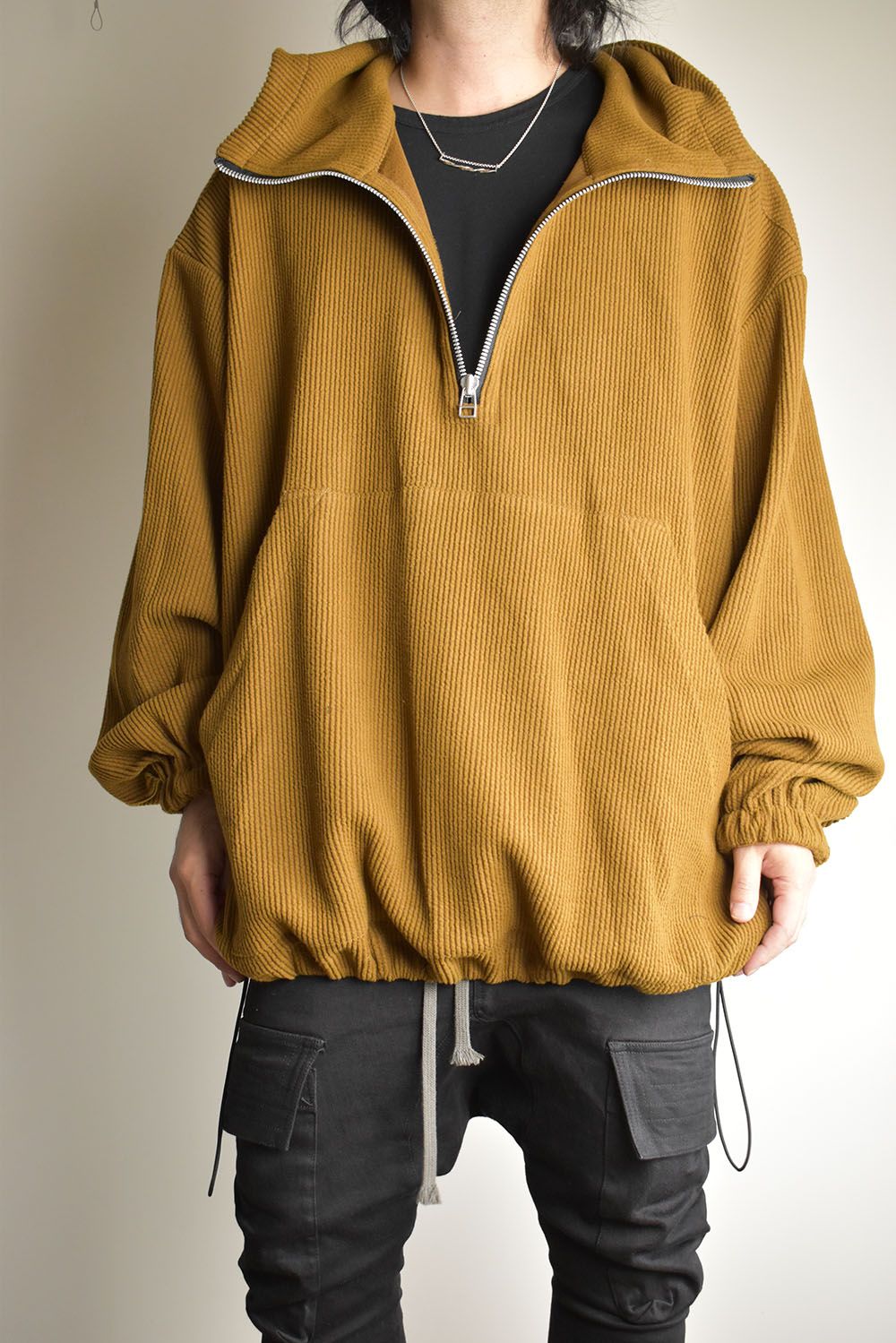 Kint Corduroy Hoodie"Camel" / ニットコーデュロイフーディ"キャメル"