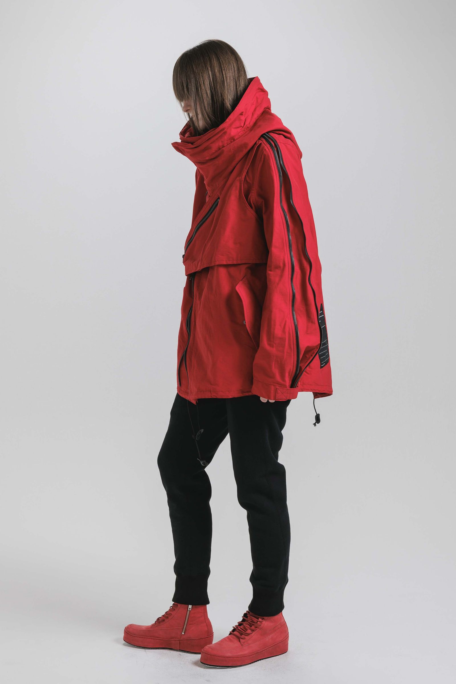 Multi Zip Short Mods Coat"Red" / マルチジップショートモッズコート"レッド"