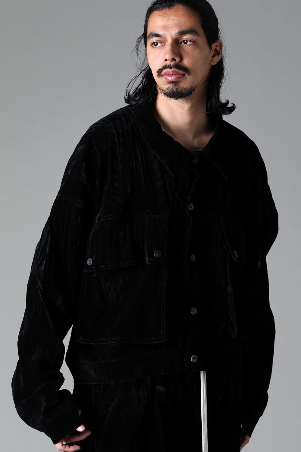 《2025AW先行予約》Washer Velour Big Pocket Blouson"Black" / ワッシャーベロアビッグポケットブルゾン"ブラック"