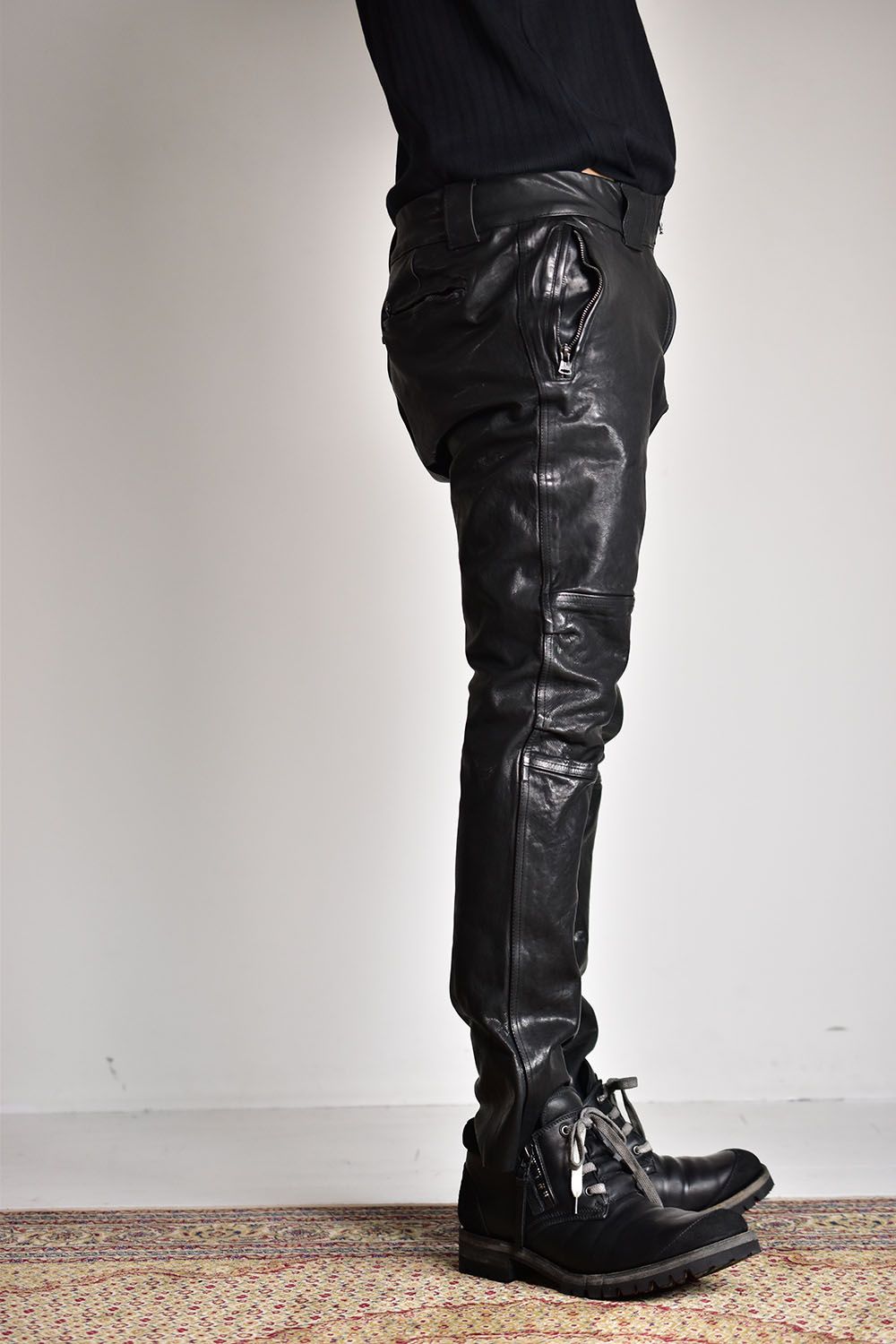 Maryam Itary Kip Garment Dye Leather Pants"Black"/マリアムイタリーキップ製品染めレザーパンツ"ブラック"