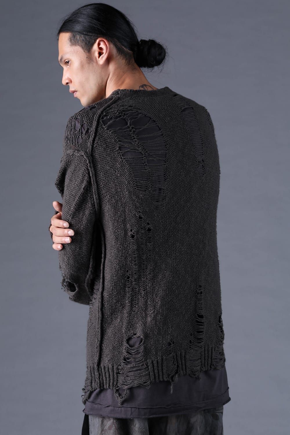 《2027SS先行予約分》3G Damage Knit Pullover "Charcoal" / 3Gダメージニットプルオーバー"チャコール"