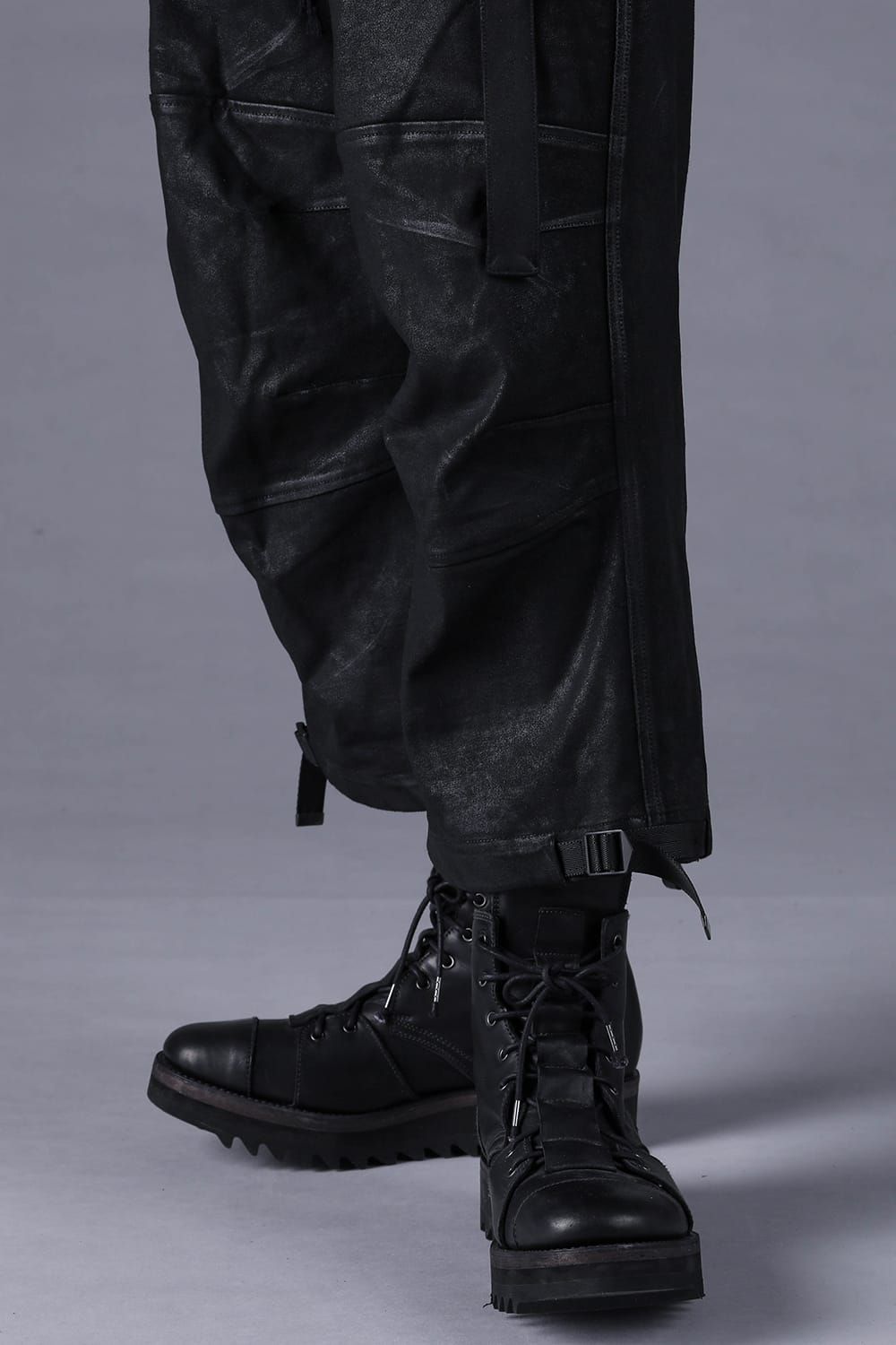 《2027SS先行予約分》Product Coated Dry Jersey Wide-Leg Cropped Pants"Black" / 製品コーティングドライジャージーワイドクロップドパンツ"ブラック"