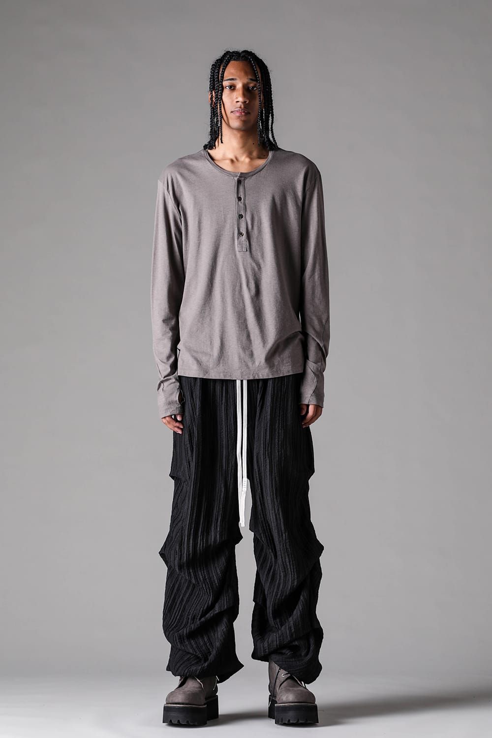 《2027SS先行予約》Henley Neck Long Sleeve "Black / Ivory / Greige / Ice Blue / Pale Shell" / ヘンリーネックロングスリーブ"ブラック/アイボリー/グレージュ/アイスブルー/ペイルシェル"