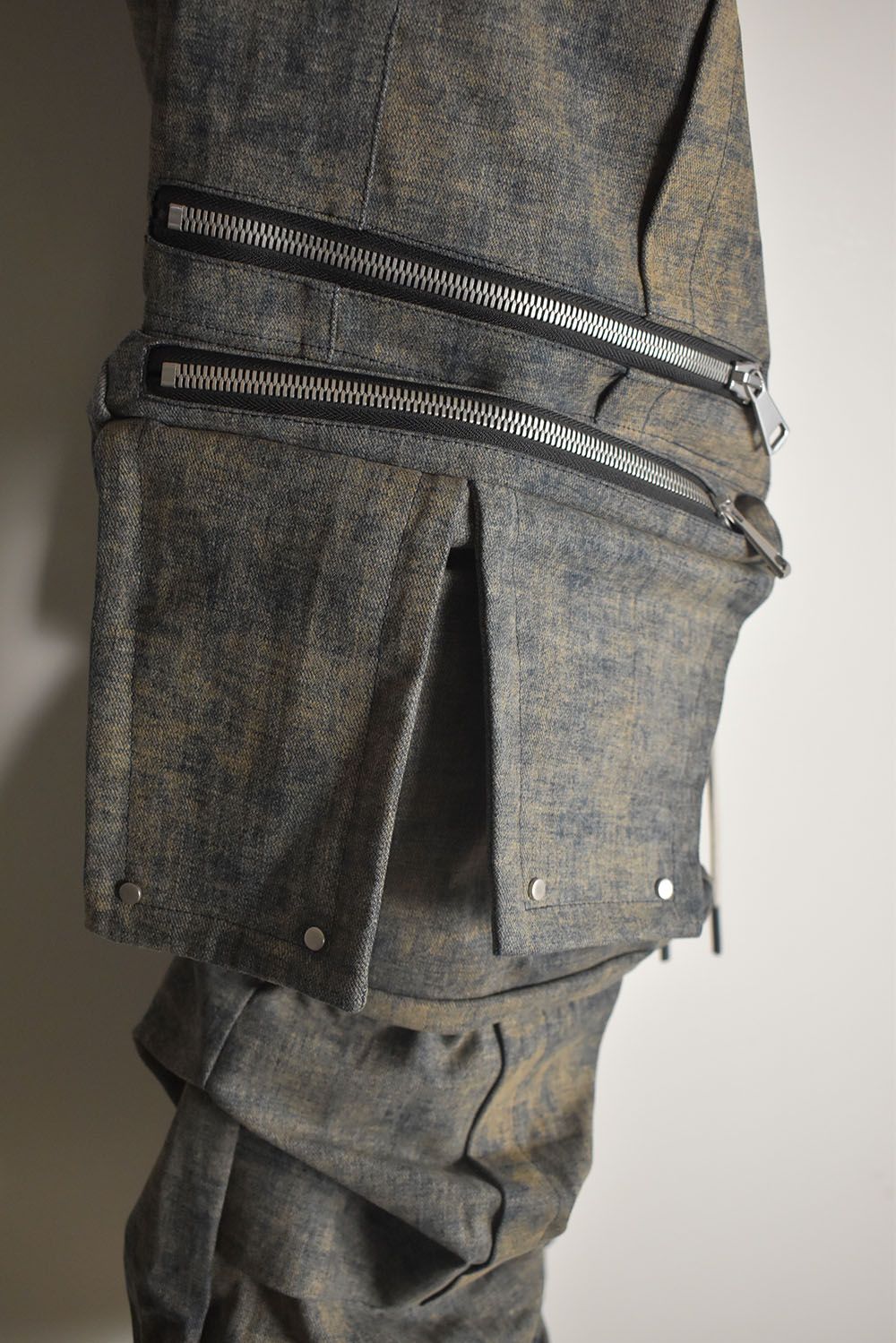 Blended Shades Denim Cargo Tuck Wide Pants"Steel Blue"/ ブレンデッドシェイドデニムカーゴタックワイドパンツ"スティールブルー"