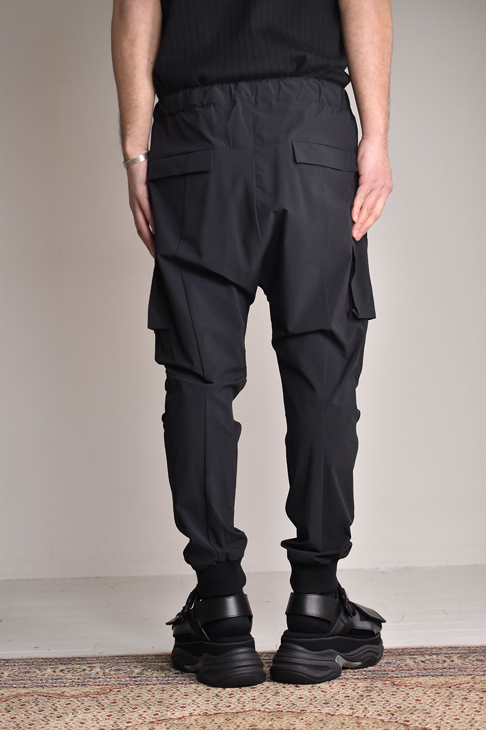 Water Repellent Stretch Cargo Rib Pants"Black"/撥水ストレッチカーゴリブパンツ"ブラック"