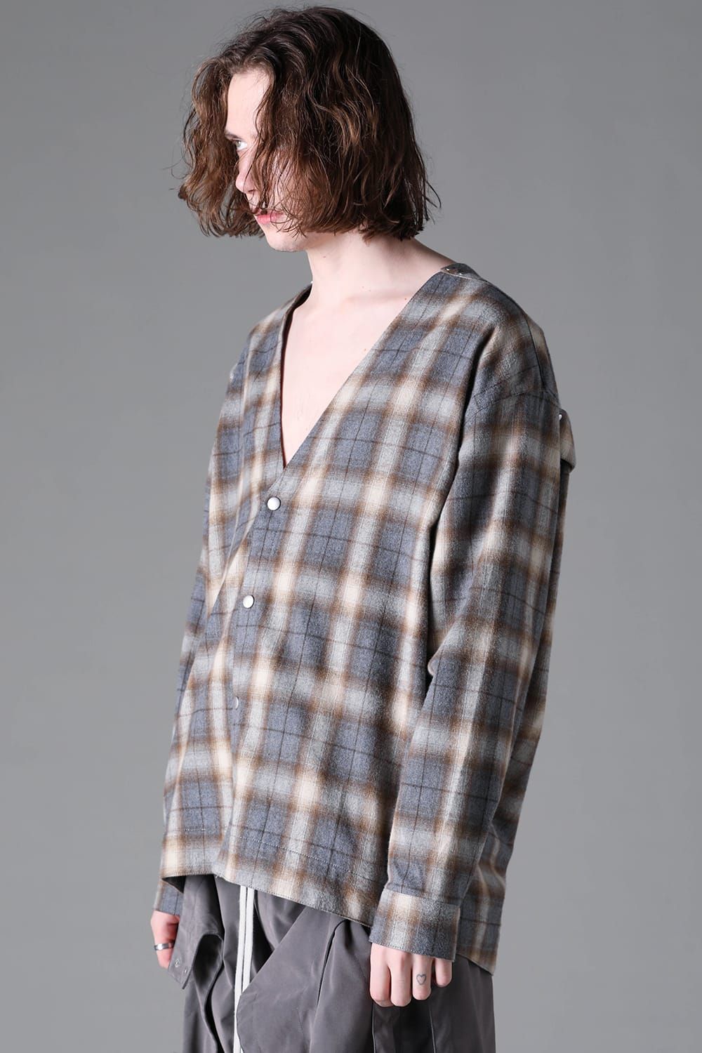 《2026AW先行予約》Plaid Cardigan Shirts""Soft Greige / Black Camel / Warm Brown" " / プレイドカーディガンシャツ"ソフトグレージュ/ブラックキャメル/ウォームブラウン"