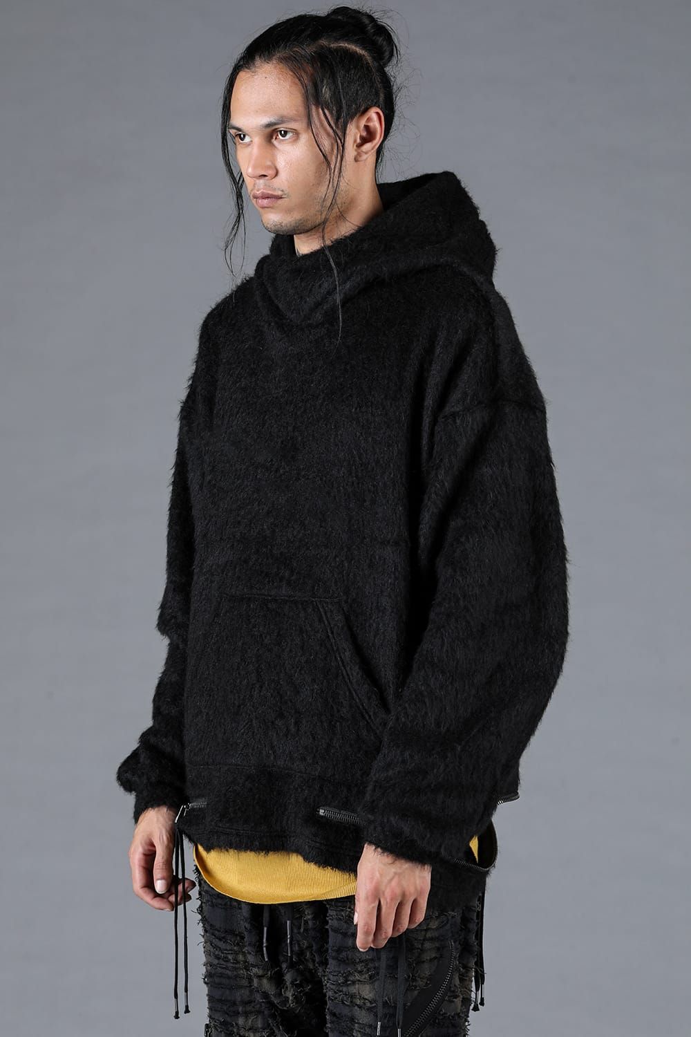 Alpaca Shaggy Oversized Hooded Pullover "Black"/アルパカシャギーオーバーサイズフーデッドプルオーバー"ブラック"