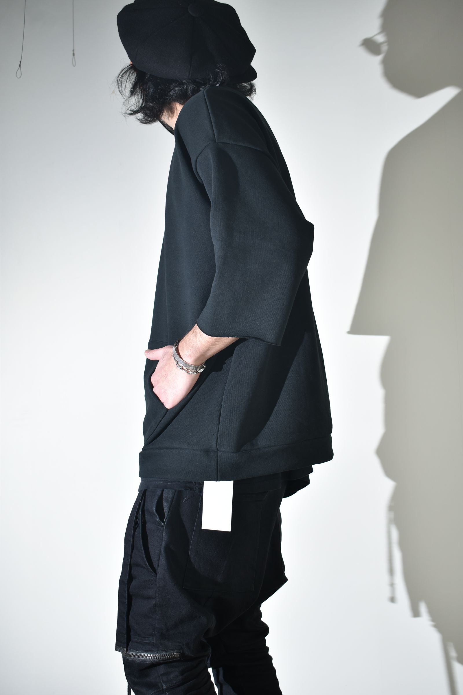 Short Sleeve Sweatshirt with Pocket"Black" / ショートスリーブスウェットシャツ ウィズポケット"ブラック"