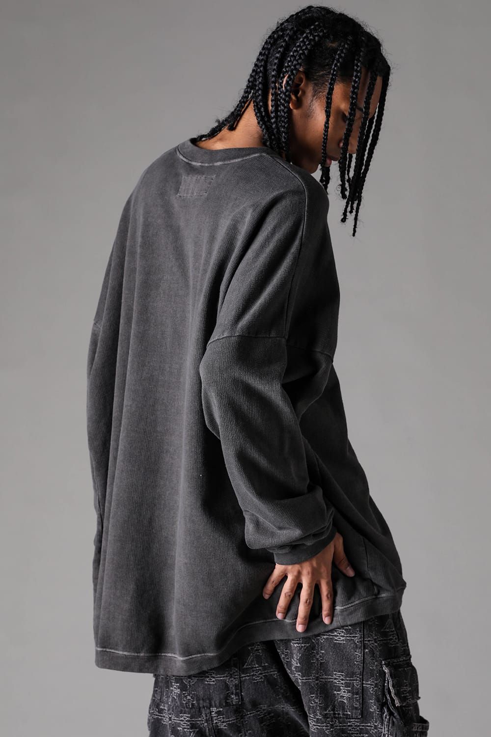《2027SS先行予約》Sumi Dyed Lightweight French Terry Jumbo Pullover "D.Grey" / 墨染ミニ裏毛ジャンボプルオーバー"ダークグレー"