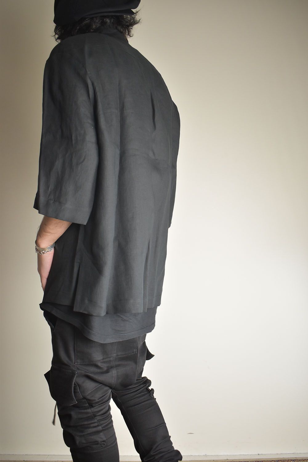 Elbow Length Band Collar Shirts"Lamp Black" / エルボーレングスバンドカラーシャツ"ランプブラック"