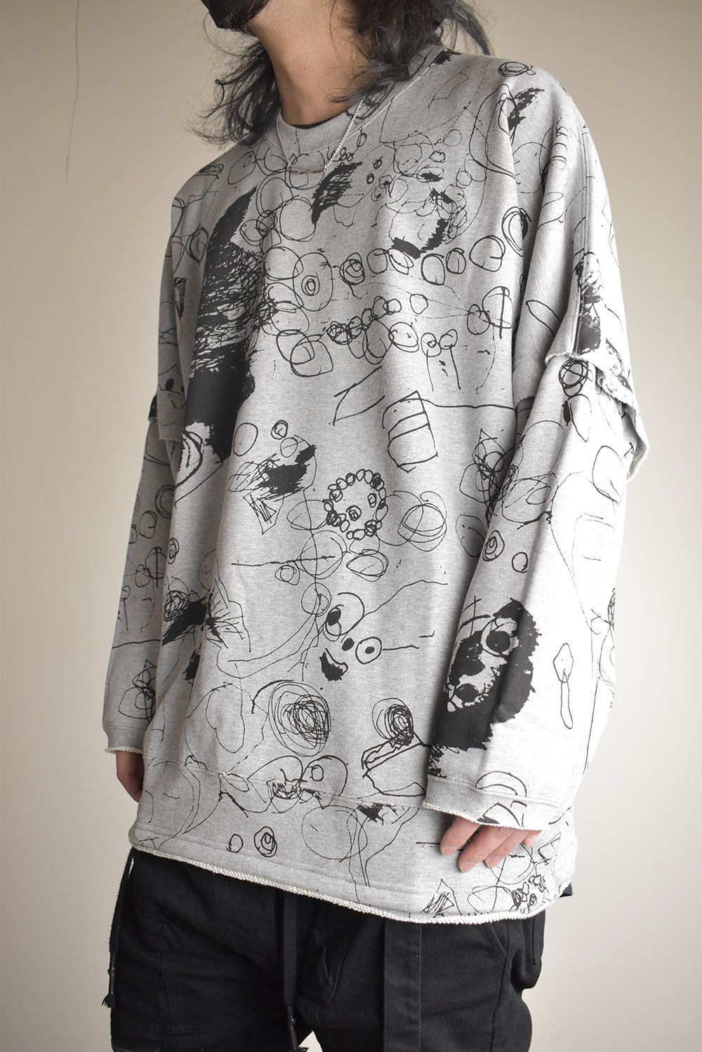 Sweat Oversize Print Pullover"Grey" / スウェットオーバープリントプルオーバー"グレー"