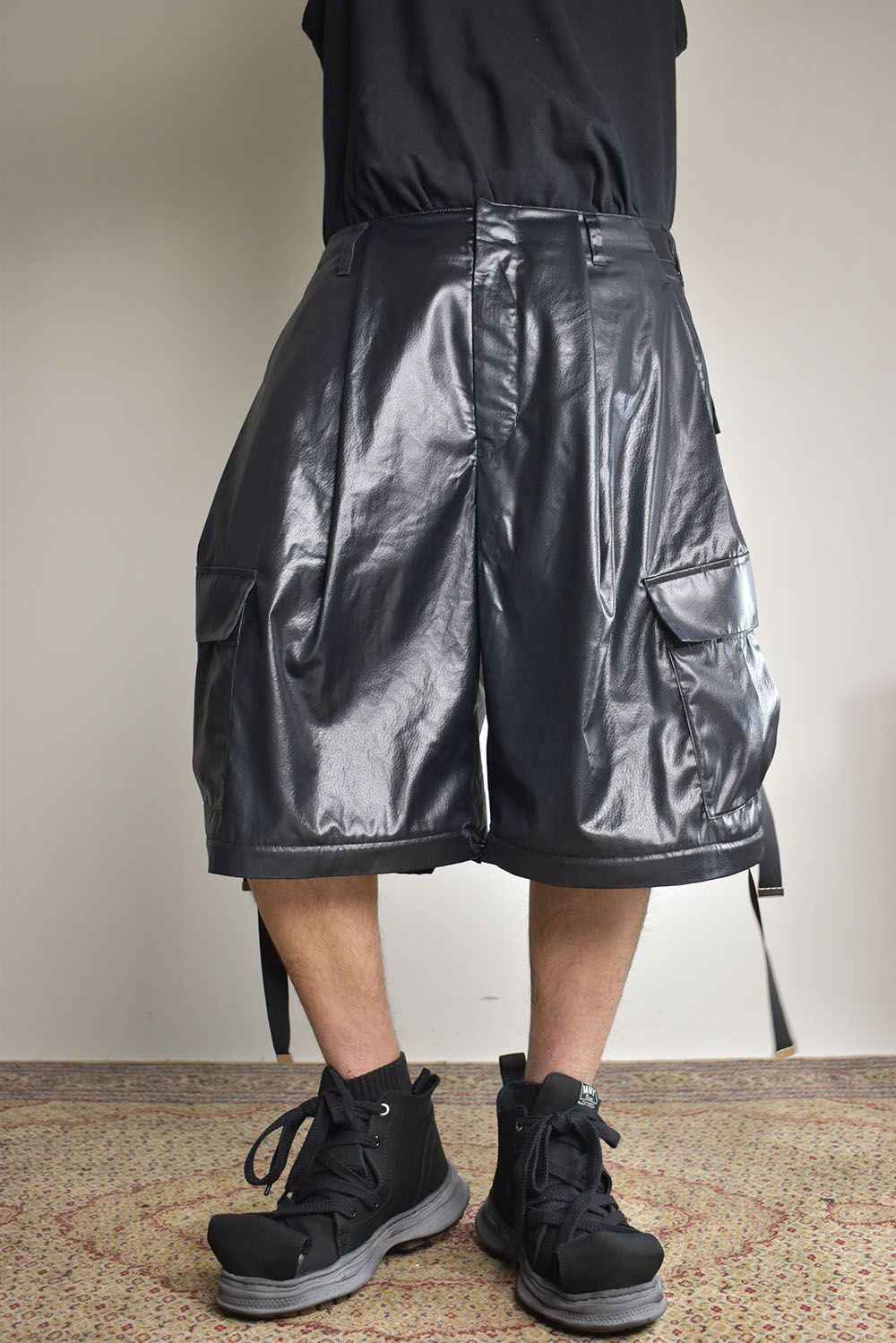 Fake Fake Leather Detachable Cargo Pants"Black"/フェイクフェイクレザーデタッチャブルカーゴパンツ"ブラック"