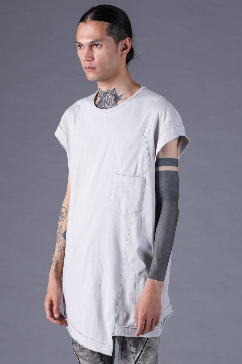 《2027SS先行予約分》30/- Cotton Cap Sleeves T-Shirt "Black / Grey / Charcoal" / 30/-天竺キャップスリーブTシャツ "ブラック / グレー /チャコール"
