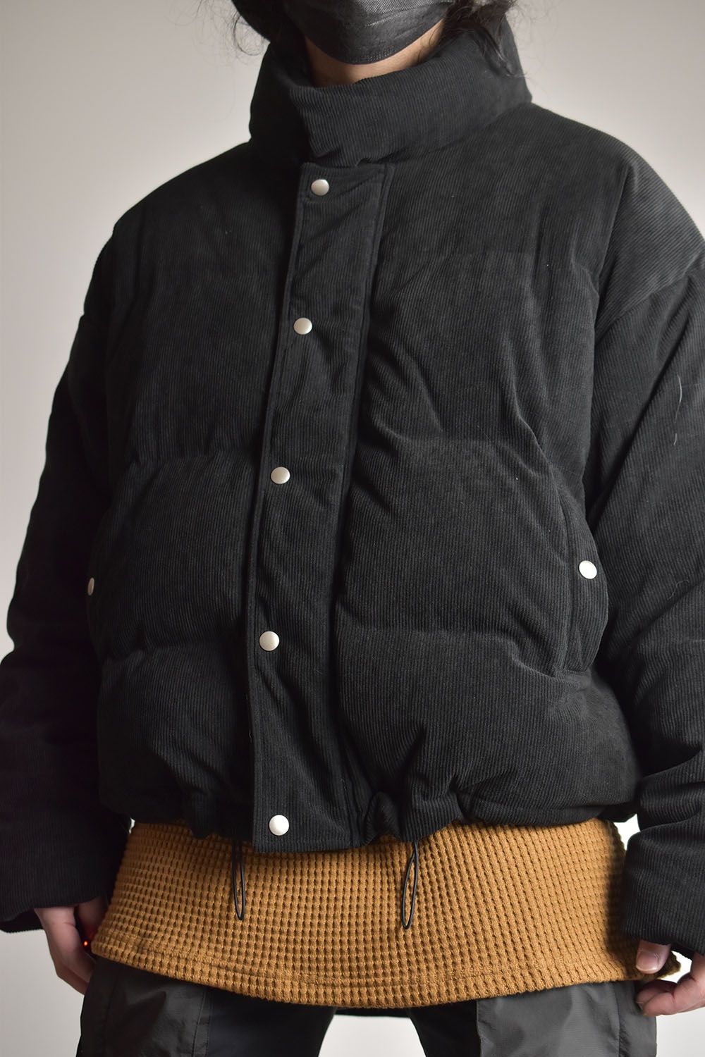 Corduroy High Neck Down jacket"Black/Brown"/コーデュロイハイネックダウンジャケット"ブラック/ブラウン"