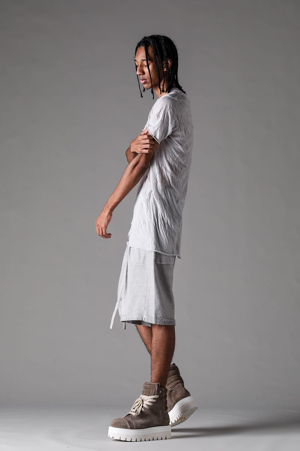 《2027SS先行予約》Sumi Dyed Lightweight French Terry Wide Shorts"L.Grey  / D.Grey" / 墨染ミニ裏毛ワイドショーツ"ライトグレー / ダークグレー"
