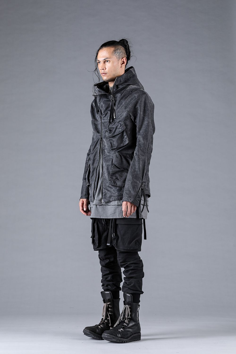 Ripstop Detachable Shorts Layered Cargo Jog Pants"Black" / リップストップデタッチャブルショーツレイヤードカーゴジョグパンツ"ブラック"