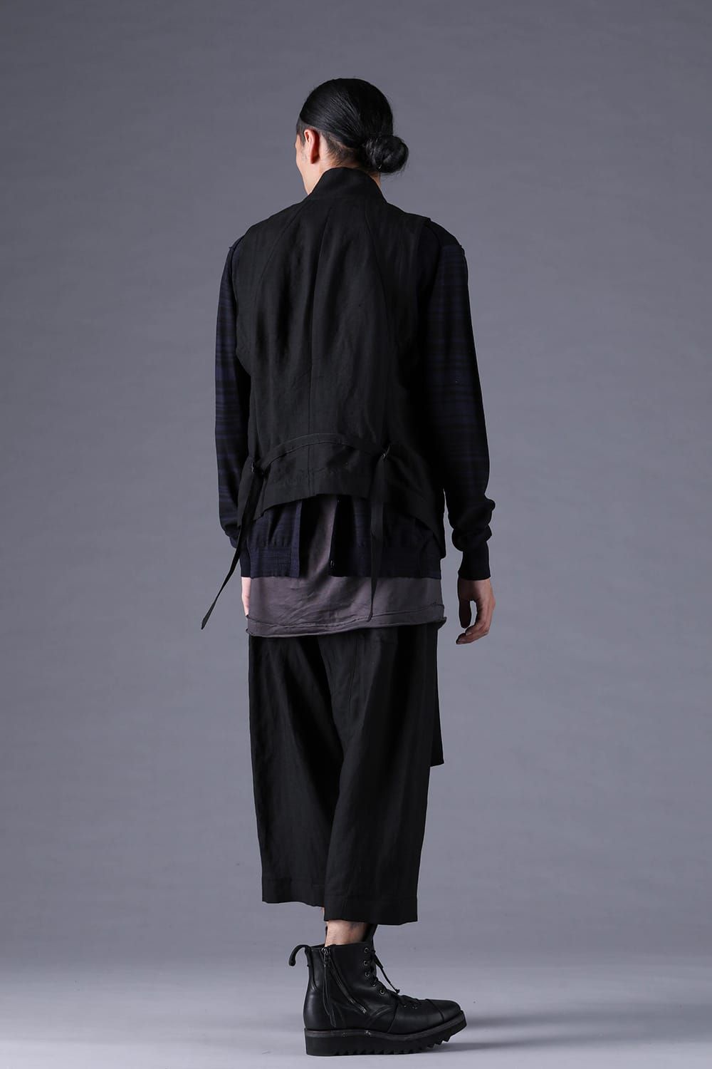 《2027SS先行予約分》Bamboo Linen Shawl-Collar Vest"Black" / バンブーリネンショールカラーベスト"ブラック"
