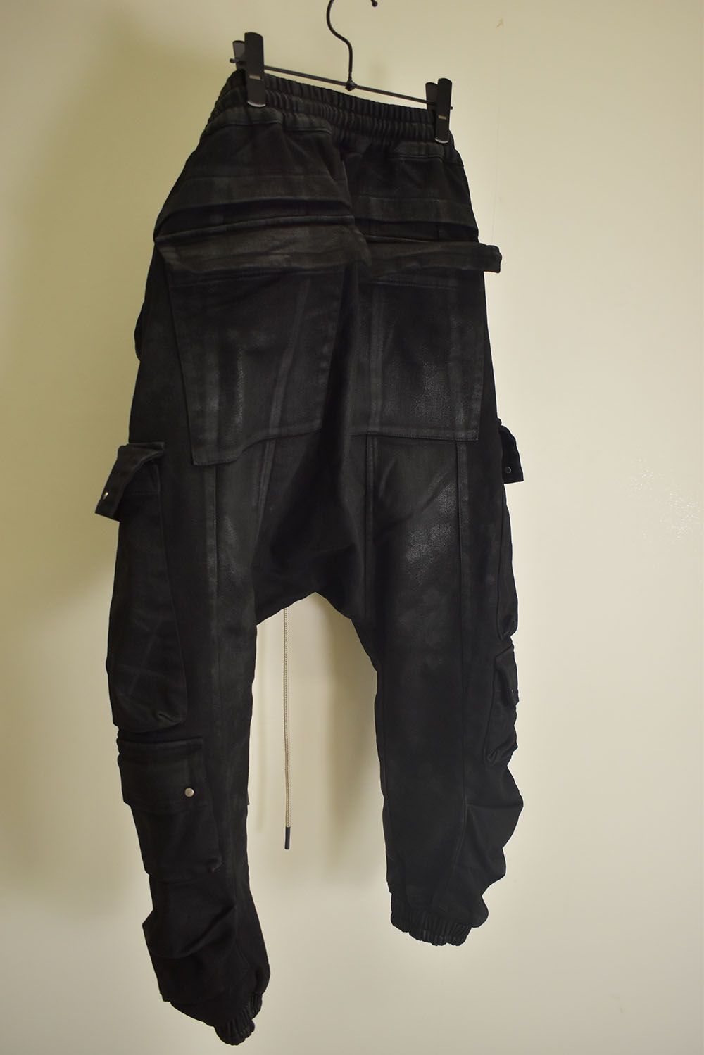 Coating Bonding Sarouel Cargo Jogger Denim"Black" / コーティングボンディングサルエルカーゴジョガーデニム"ブラック"