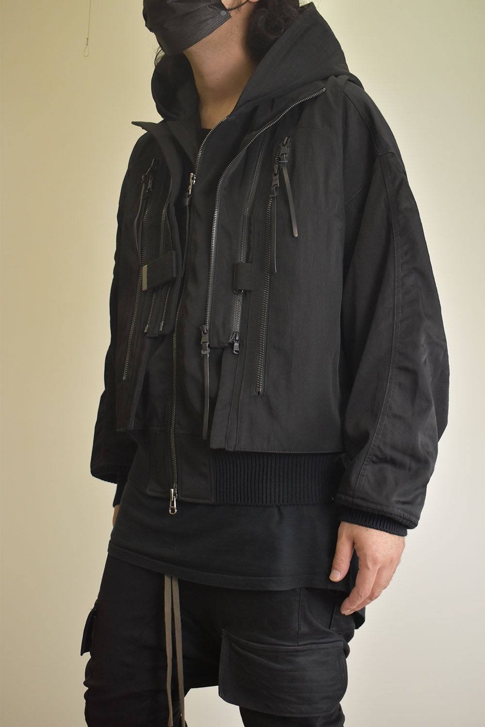 Nylon Wool Twill Hooded Jacket"Black" / ナイロンウールツイルフーデッドジャケット"ブラック"